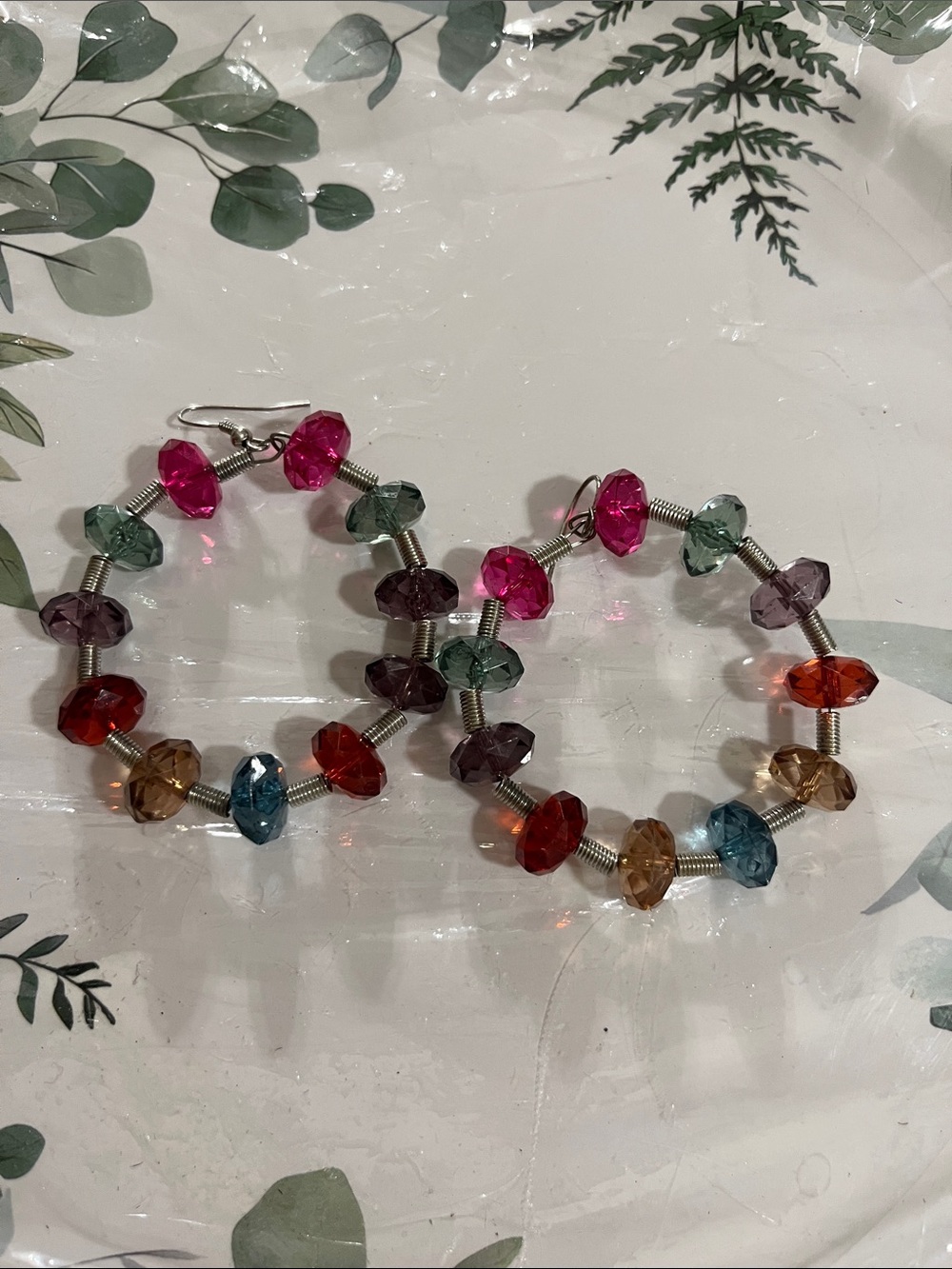 Multicolor Beaded Hoop Earrings - Women Jewelry
